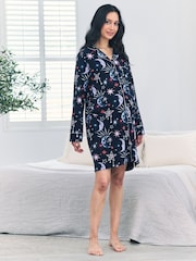 Chelsea Peers Blue Maternity Cotton Mystic Moon Print Nightshirt - Image 1 of 5