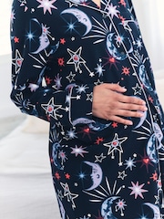 Chelsea Peers Blue Maternity Cotton Mystic Moon Print Nightshirt - Image 3 of 5