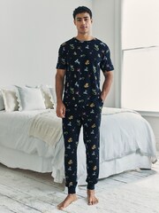 Chelsea Peers Blue Wild Dining Print Pyjamas Set - Image 1 of 6
