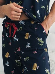 Chelsea Peers Blue Wild Dining Print Pyjamas Set - Image 4 of 6