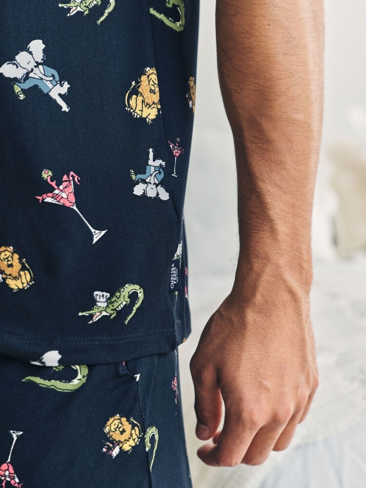 Chelsea Peers Blue Wild Dining Print Pyjamas Set - Image 6 of 6 Chelsea Peers Blue Wild Dining Print Pyjamas Set - Image 6 of 6