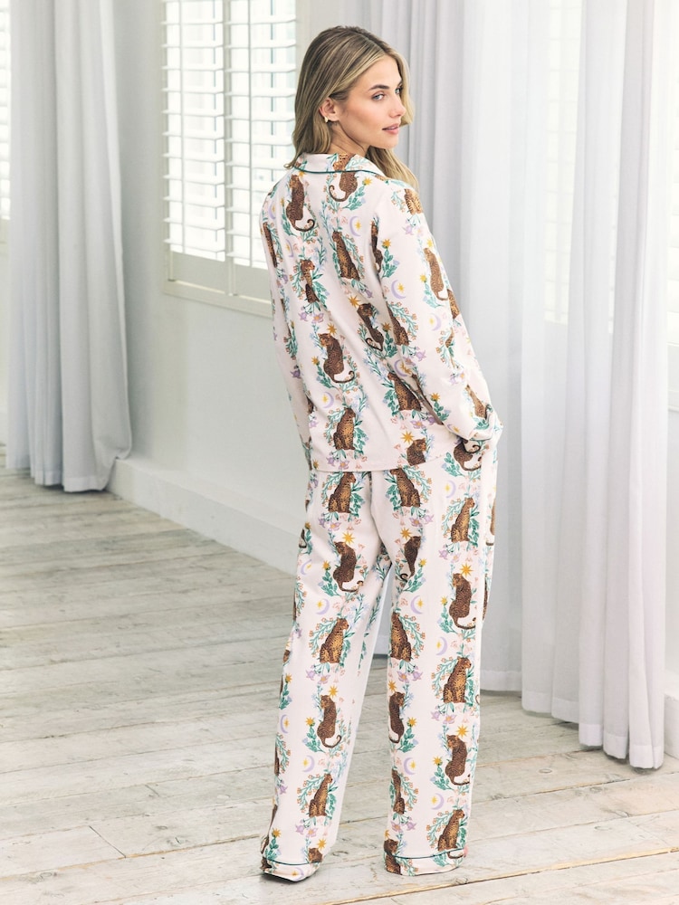 Chelsea Peers Cotton Floral Leopard Print Long Pyjamas Set - Imagen 2 de 5