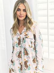 Chelsea Peers Cotton Floral Leopard Print Long Pyjamas Set - Imagen 3 de 5