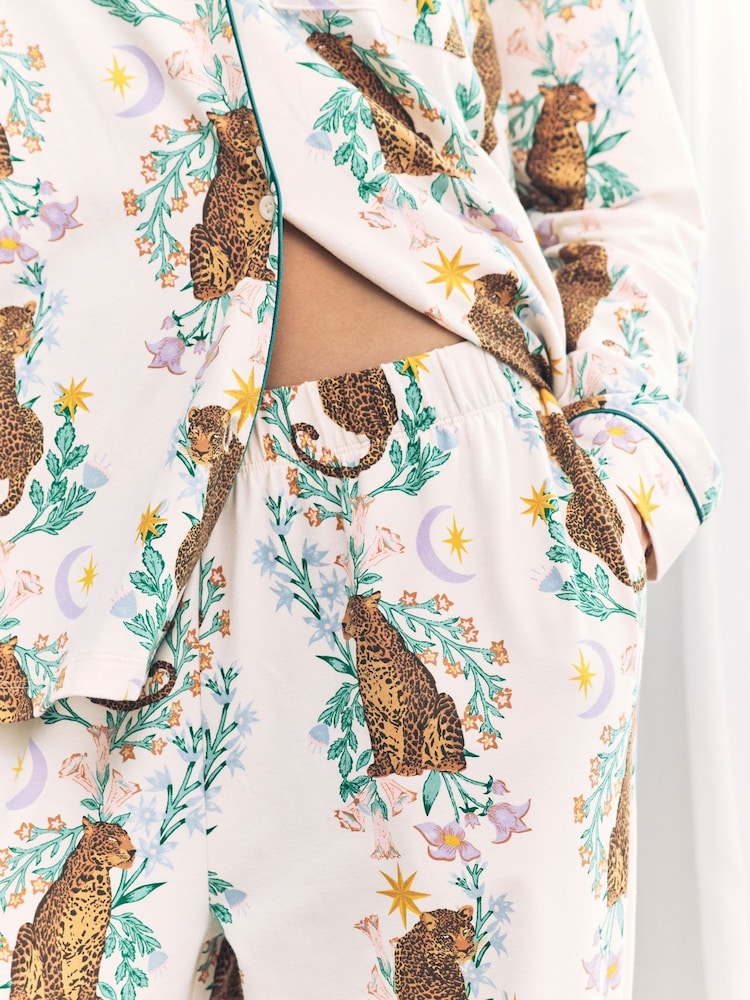 Chelsea Peers Cotton Floral Leopard Print Long Pyjamas Set - Imagen 5 de 5