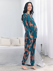 Chelsea Peers Maternity Tiger Print Long Pyjamas Set - Imagen 1 de 5