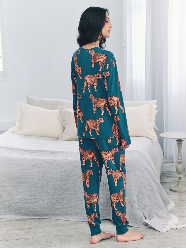 Chelsea Peers Maternity Tiger Print Long Pyjamas Set - Imagen 2 de 5