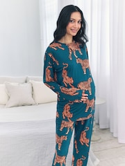 Chelsea Peers Maternity Tiger Print Long Pyjamas Set - Imagen 3 de 5