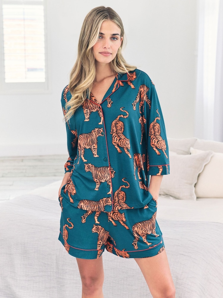 Chelsea Peers Tiger Print Short Pyjamas Set - Imagen 1 de 5