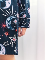 Chelsea Peers Blue Cotton Mystic Moon Print Nightshirt - Image 4 of 5