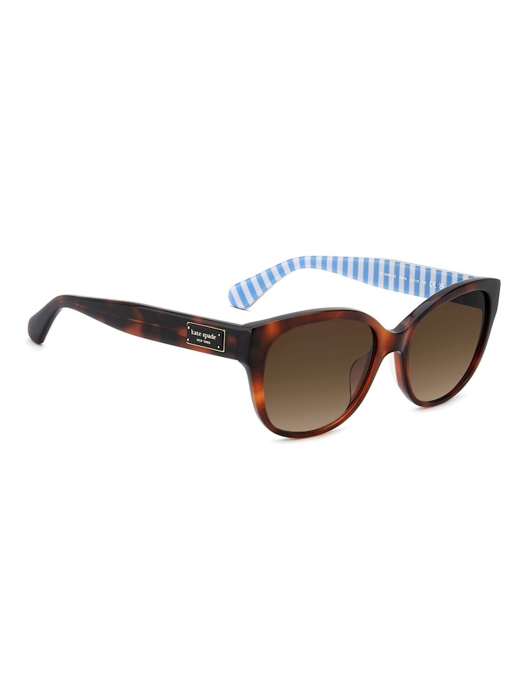 Kate Spade Round Brown Sunglasses in Havana and Stripe Details - Image 2 of 5