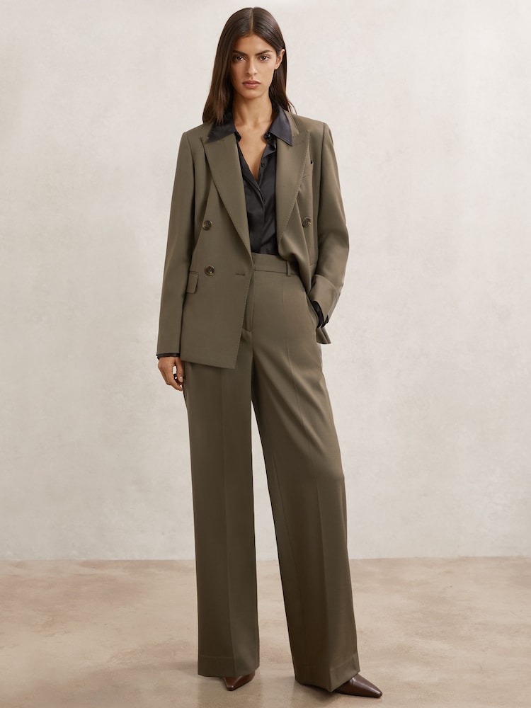 Reiss Green Solene Wool-Blend Double-Breasted Suit Blazer - Image 1 of 6 Reiss Green Solene Wool-Blend Double-Breasted Suit Blazer - Image 1 of 6