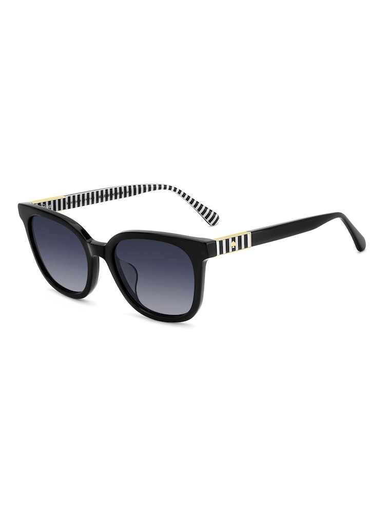 Kate Spade Square Sunglasses in Black and Stripe Details - Image 2 of 4