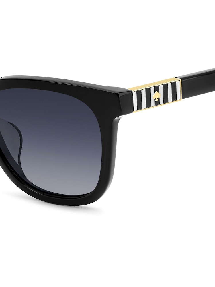 Kate Spade Square Sunglasses in Black and Stripe Details - Image 4 of 4