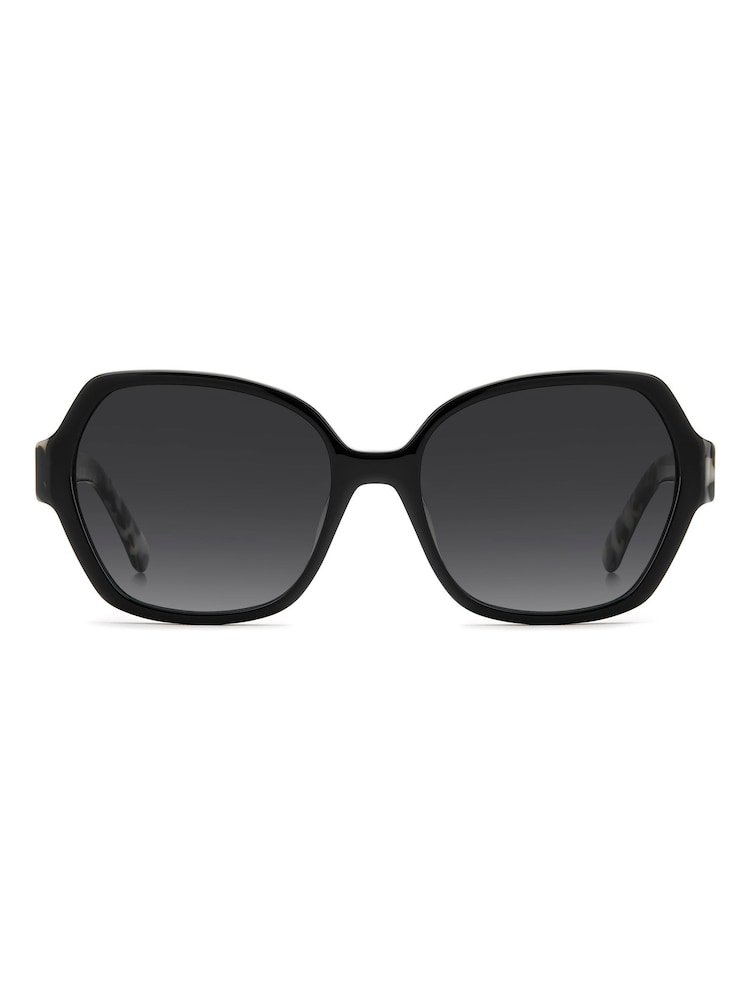 Kate Spade Square Geometrical Sunglasses in Black with Havana Details - Image 1 of 6