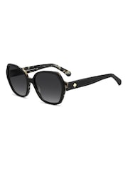 Kate Spade Square Geometrical Sunglasses in Black with Havana Details - Image 2 of 6
