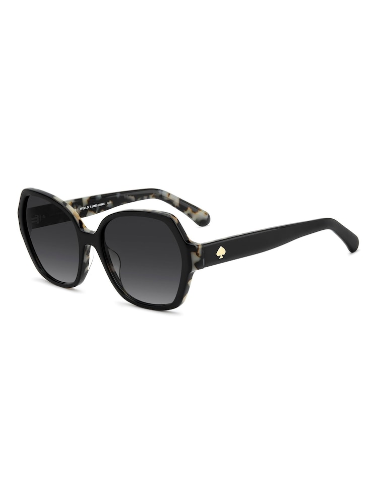 Kate Spade Square Geometrical Sunglasses in Black with Havana Details - Image 2 of 6