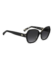 Kate Spade Square Geometrical Sunglasses in Black with Havana Details - Image 3 of 6