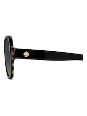 Kate Spade Square Geometrical Sunglasses in Black with Havana Details - Image 5 of 6