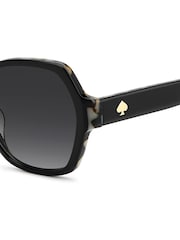 Kate Spade Square Geometrical Sunglasses in Black with Havana Details - Image 6 of 6