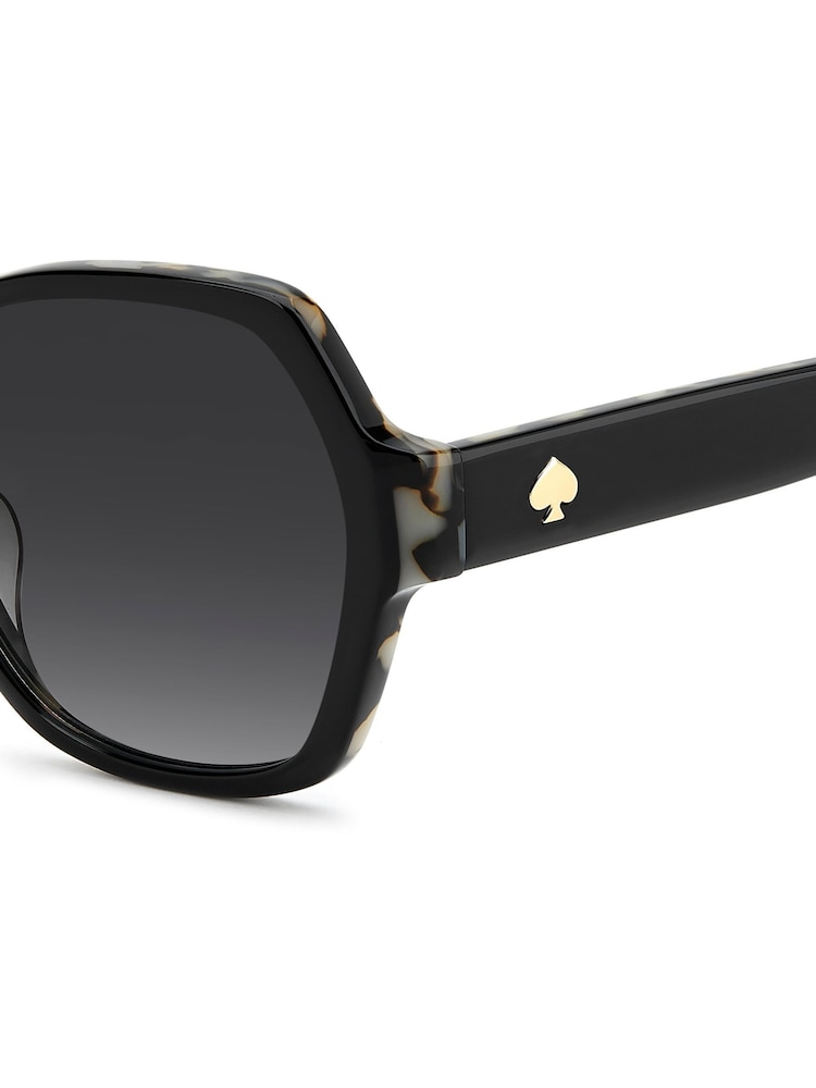 Kate Spade Square Geometrical Sunglasses in Black with Havana Details - Image 6 of 6