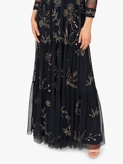 Adrianna Papell Blue Bead Mesh Long Dress - Image 5 of 6