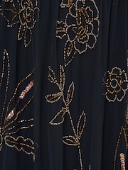 Adrianna Papell Blue Bead Mesh Long Dress - Image 6 of 6