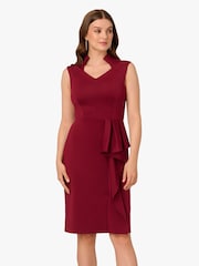 Adrianna Papell Red Ruffle Scuba Dress - Image 1 of 6