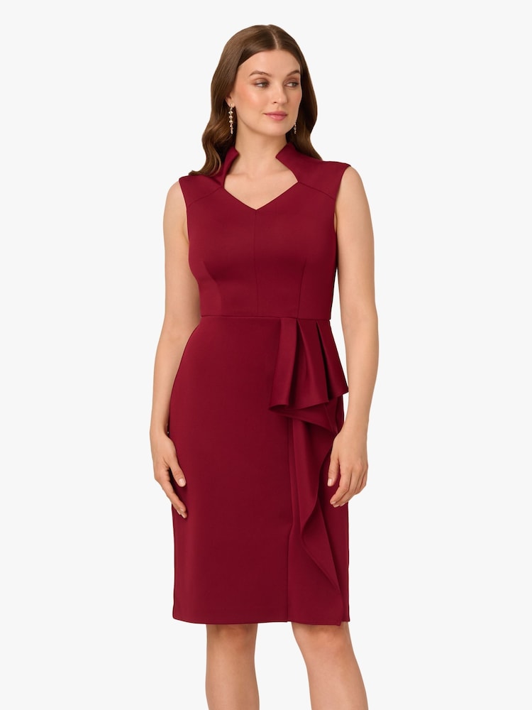 Adrianna Papell Red Ruffle Scuba Dress - Image 1 of 6