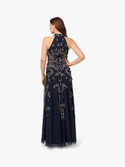 Adrianna Papell Blue Beaded Petal Long Dress - Image 2 of 6
