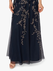 Adrianna Papell Blue Beaded Petal Long Dress - Image 4 of 6