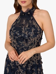 Adrianna Papell Blue Beaded Petal Long Dress - Image 5 of 6