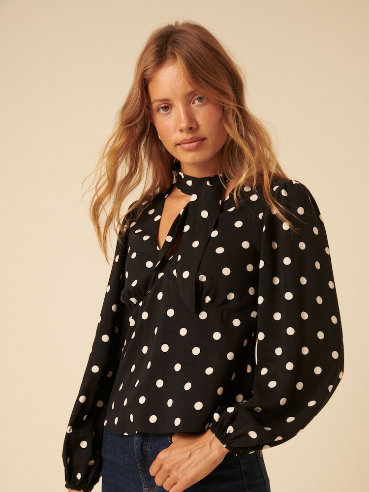 Nobodys Child Blue Neck Tie Detail Blouse - Image 1 of 5