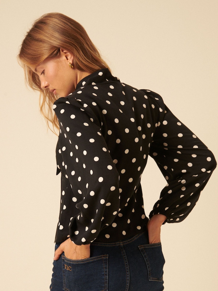 Nobodys Child Blue Neck Tie Detail Blouse - Image 2 of 5