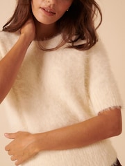 Nobodys Child White Eyelash Knitted T-Shirt - Image 5 of 5