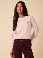 Nobodys Child Pink Wide Long Sleeve Embroidered T-Shirt - Image 1 of 5