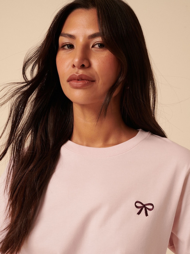 Nobodys Child Pink Wide Long Sleeve Embroidered T-Shirt - Image 5 of 5