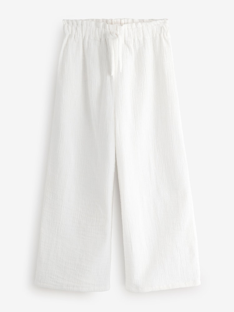 White Pull On Wide Leg Trousers - Image 1 of 1 White Pull On Wide Leg Trousers - Image 1 of 1