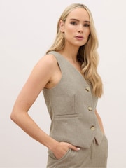 Long Tall Sally Brown Herringbone Waistcoat - Image 1 of 6