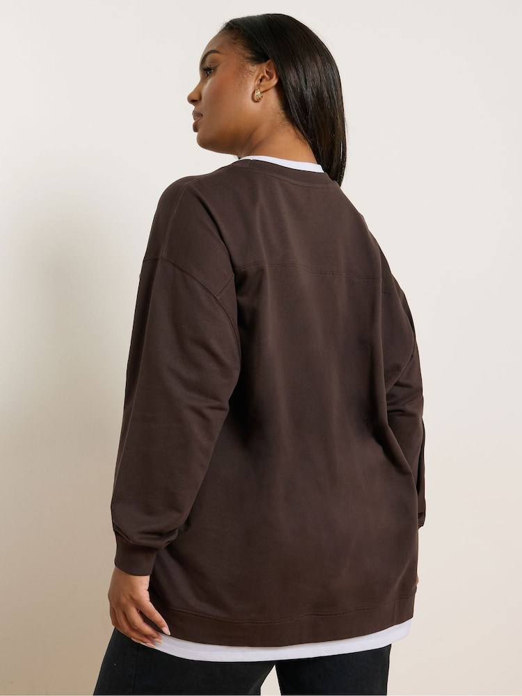 Yours Curve Brown 2 In 1 Jumper - Image 2 of 5 Yours Curve Brown 2 In 1 Jumper - Image 2 of 5