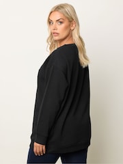 Yours Curve Black Floral Crew Neck Sweatshirt - Image 2 of 5