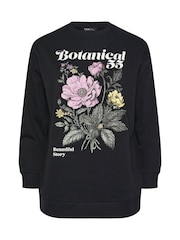 Yours Curve Black Floral Crew Neck Sweatshirt - Image 4 of 5
