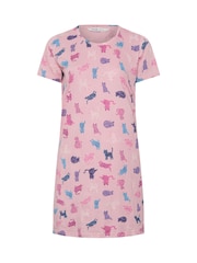 Yours Curve Blue Cat Dipped Back Nightdress 2 Pack - Image 8 of 8