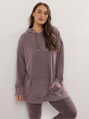 Yours Curve Red Acid Wash Hoodie - Image 1 of 5