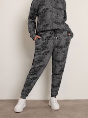 Yours Curve Black Abstract Cuffed Joggers - Image 1 of 5