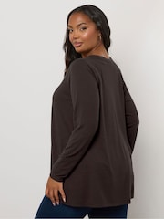 Yours Curve Henley Ribbed Swing Blouse - Imagen 3 de 5
