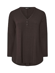 Yours Curve Henley Ribbed Swing Blouse - Imagen 5 de 5