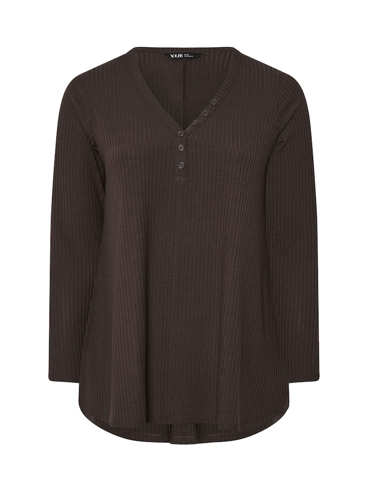 Yours Curve Henley Ribbed Swing Blouse - Imagen 5 de 5