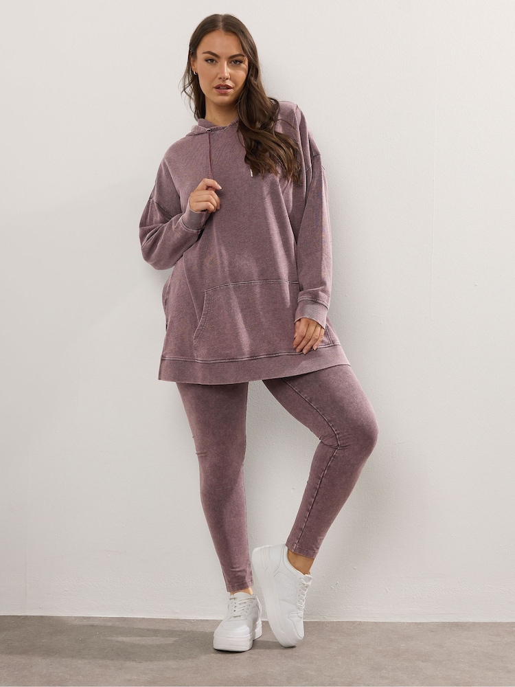 Yours Curve Red Acid Wash Leggings - Image 2 of 5