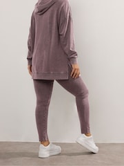 Yours Curve Red Acid Wash Leggings - Image 3 of 5