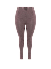 Yours Curve Red Acid Wash Leggings - Image 5 of 5